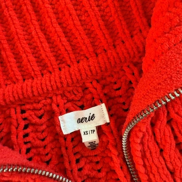 Aerie Red Cowl Neck Sweater with Ribbed Knit - Picture 3 of 4